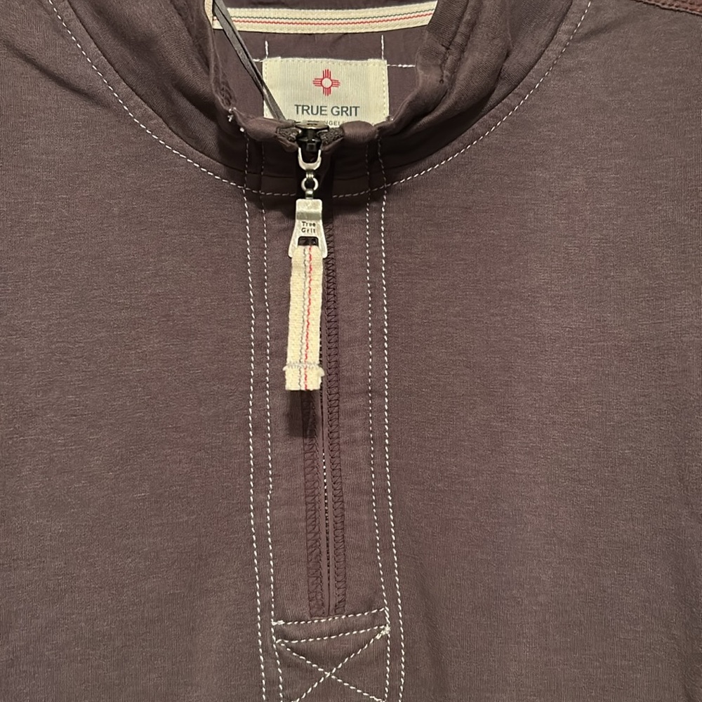 True Grit men’s brown 1/4 zip long sleeve pullover XL NWT - Picture 2 of 6